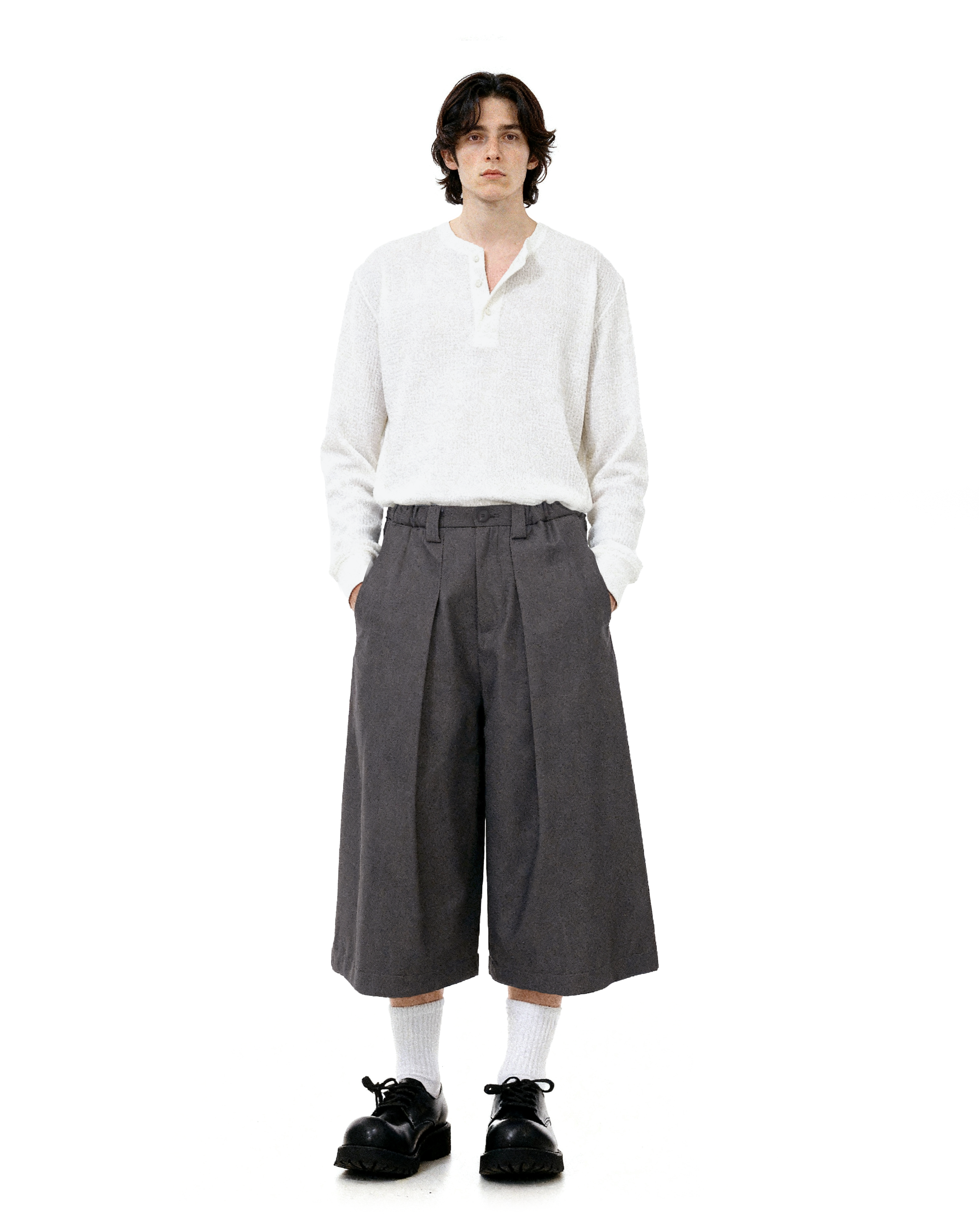 Elastic Waist Wide Leg Bermuda Shorts-6
