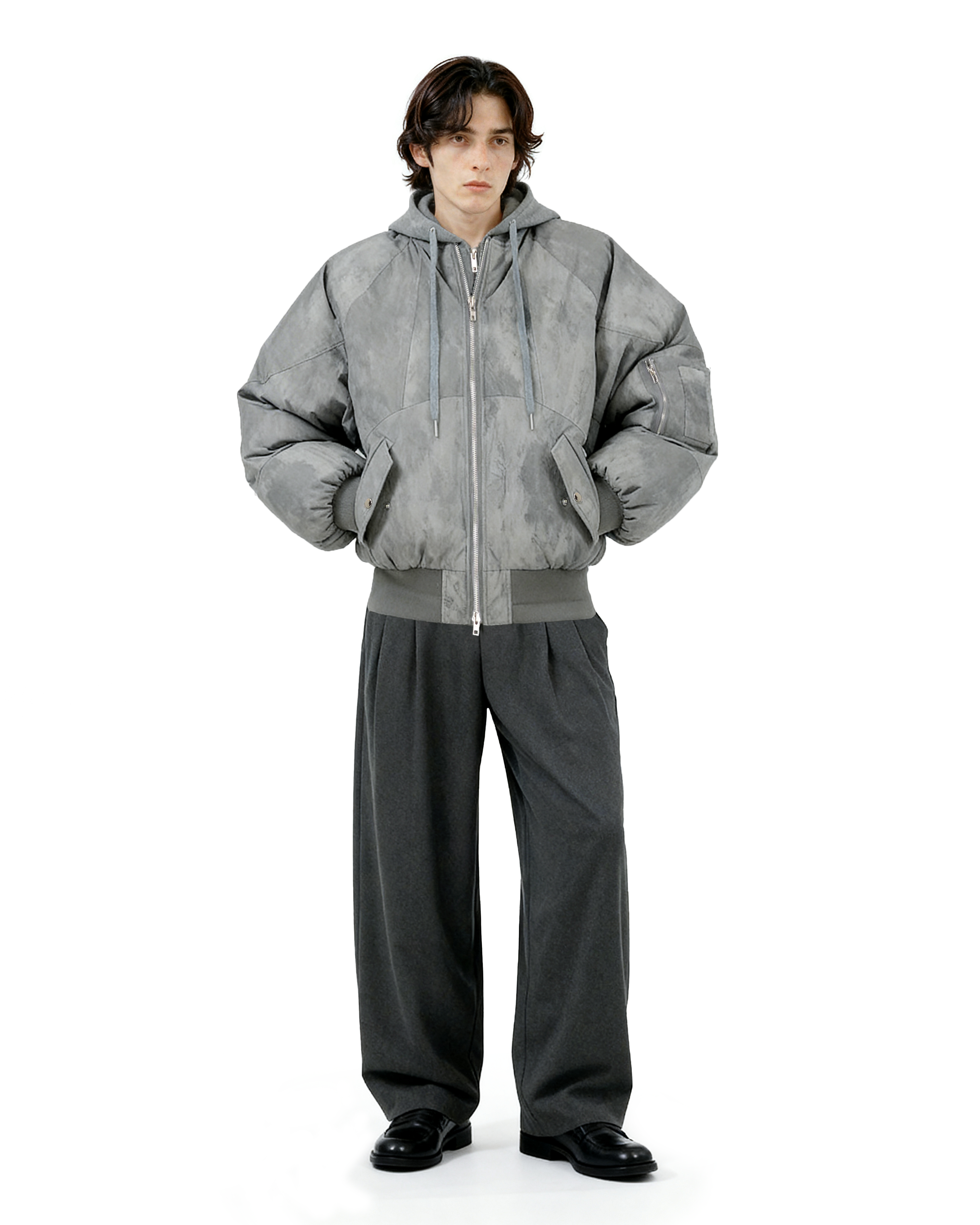 Oversized Mock Two-Piece Hooded Puffer Jacket - nightcity clothing