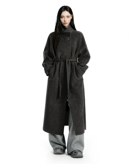 Oversized Double-Breasted Panelled Long Coat - nightcity clothing