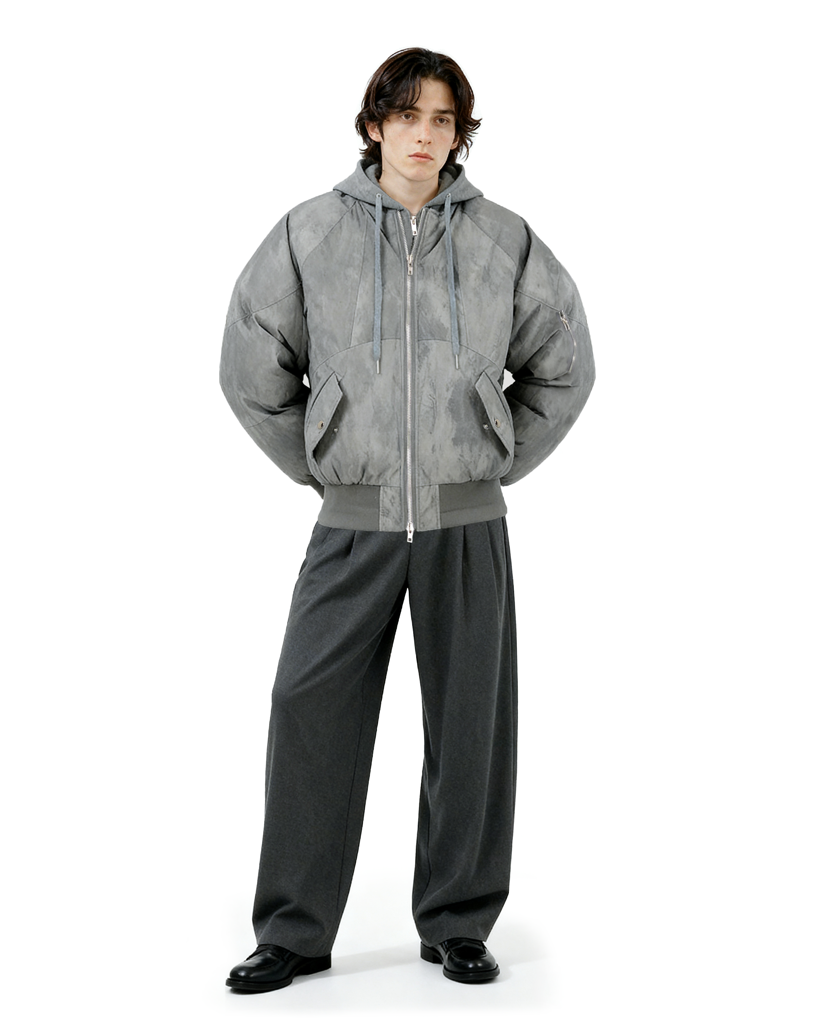 Oversized Mock Two-Piece Hooded Puffer Jacket - nightcity clothing