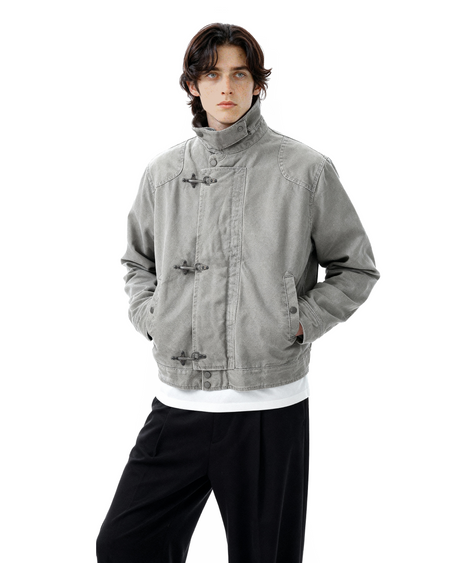 Fireman Clasp Utility Worker Jacket with Stand Collar - nightcity clothing