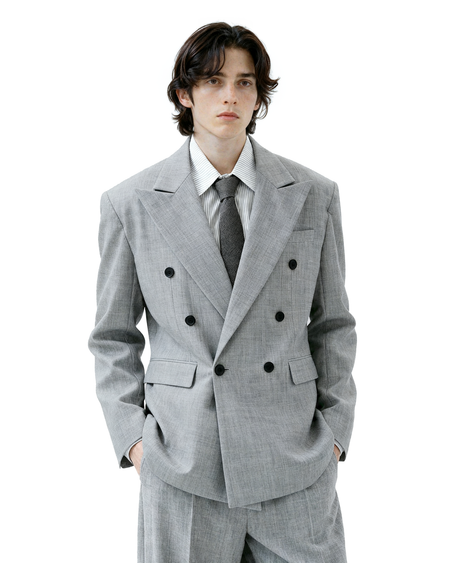 Oversized Linen-Texture Double-Breasted Wide Leg Suit