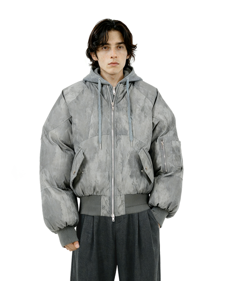 Oversized Mock Two-Piece Hooded Puffer Jacket - nightcity clothing
