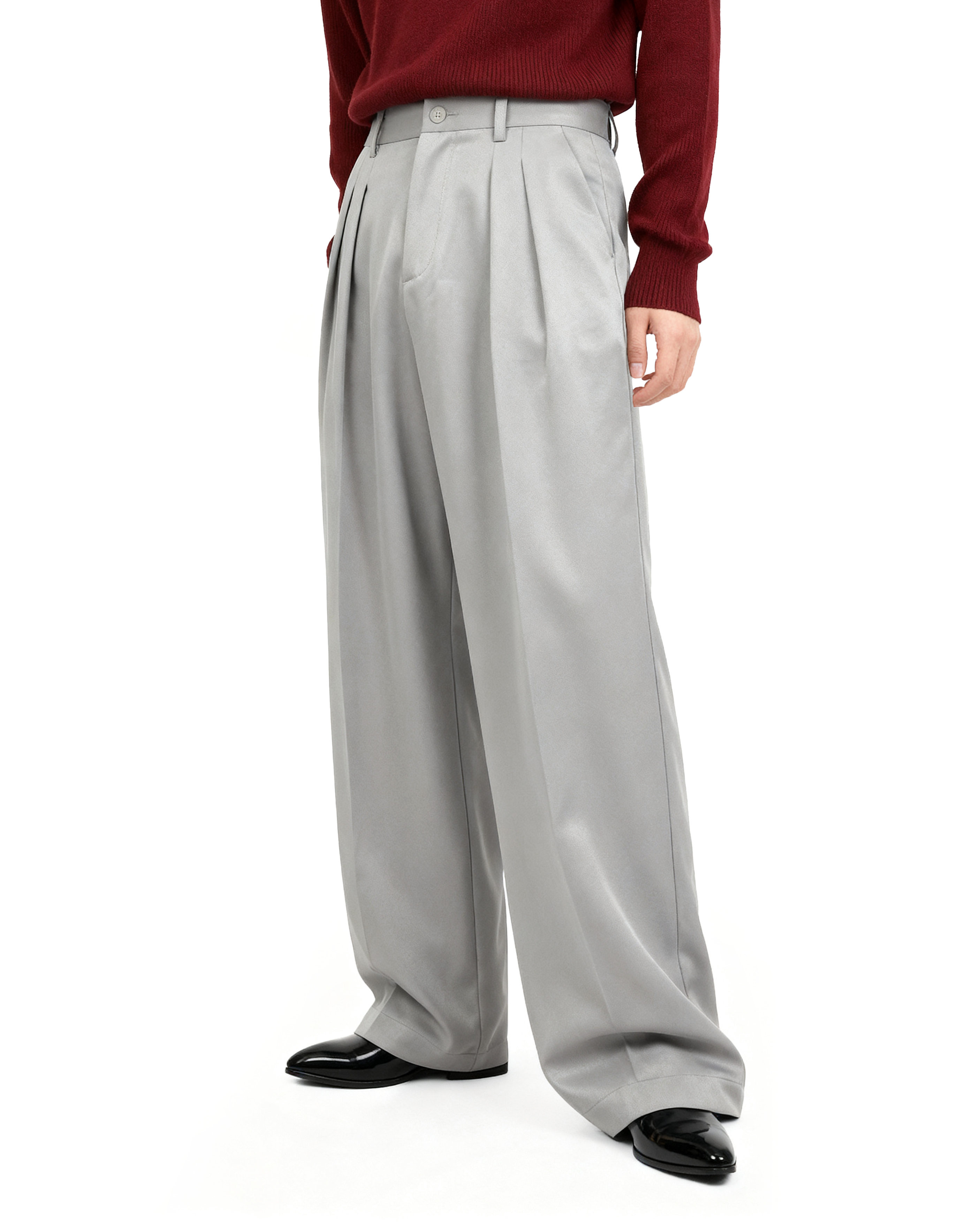 Wide Leg Tailored Pleated Trousers-8