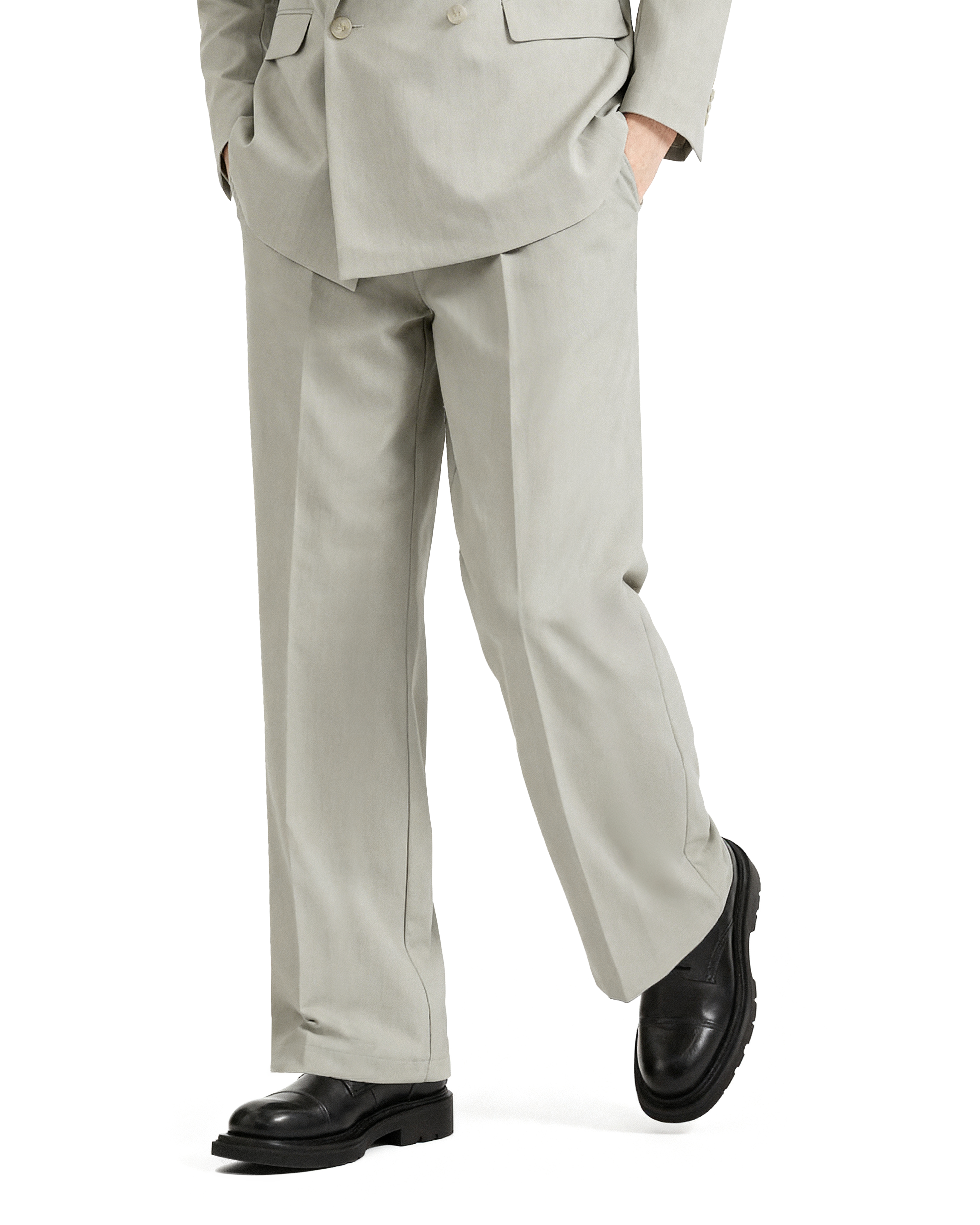 Straight Leg Pleated Trousers with Belt Loops-6