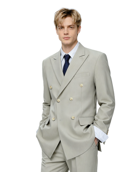 Double-Breasted Oversized Textured Blazer with Peak Lapel
