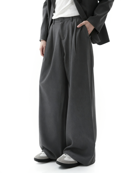 Oversized Double-Breasted Brooch Blazer and Wide-Leg Trousers Set - nightcity clothing