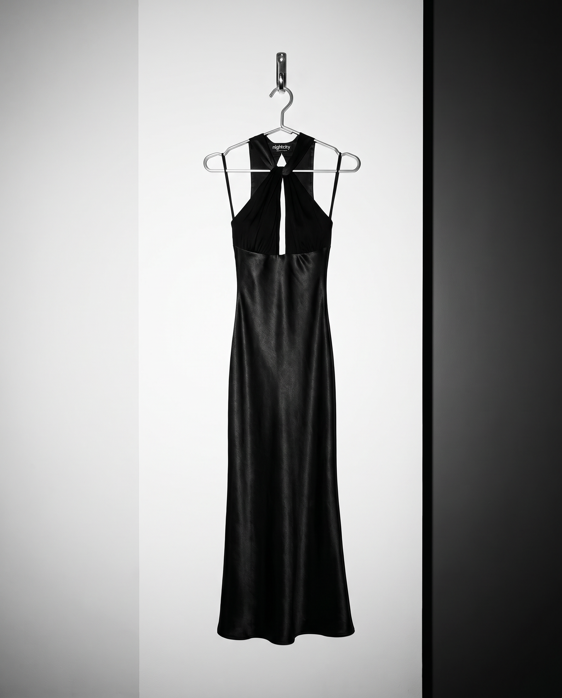 Halter Neck Cutout Satin Maxi Dress-20