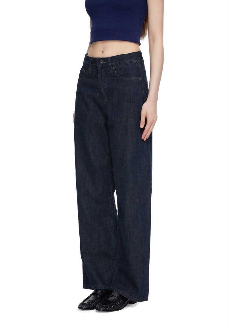 High Waist Straight-Leg Selvidge Effect Jeans