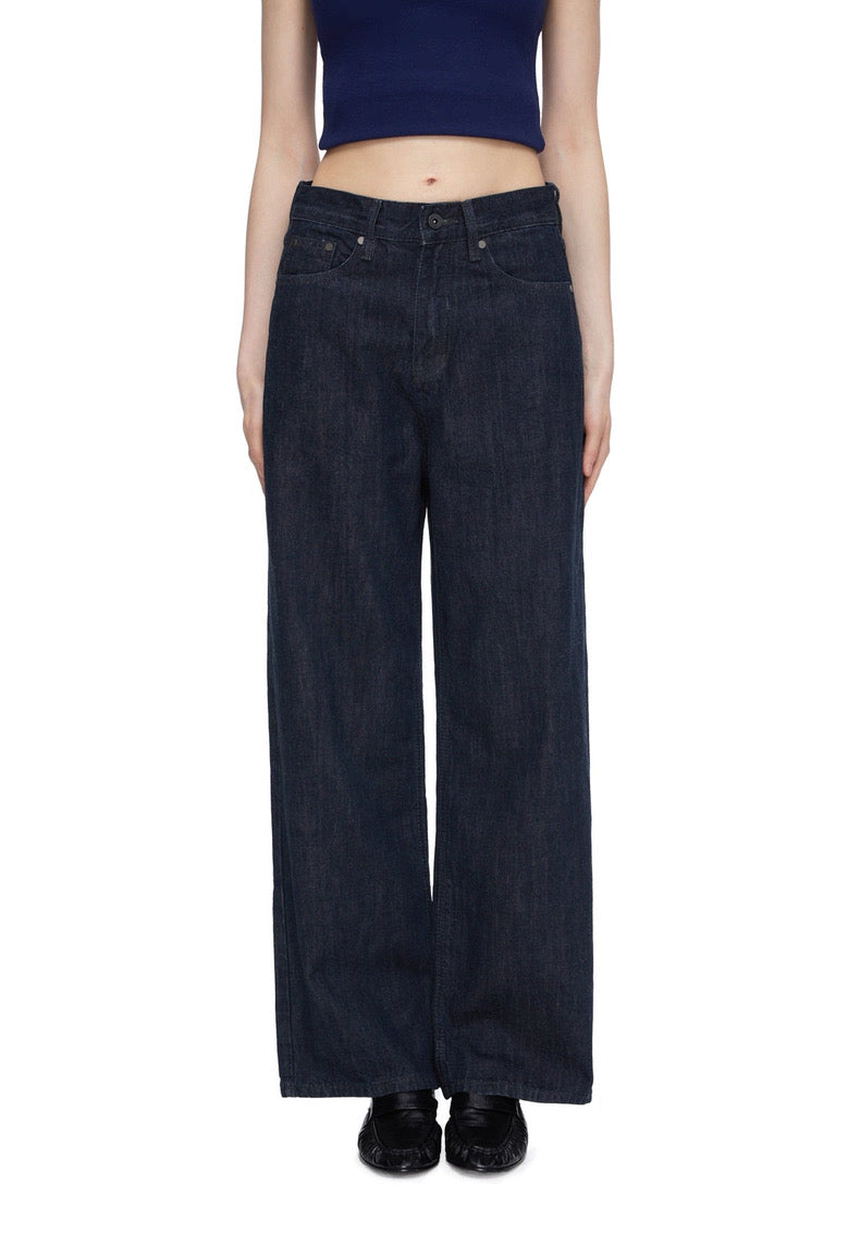 High Waist Straight-Leg Selvidge Effect Jeans