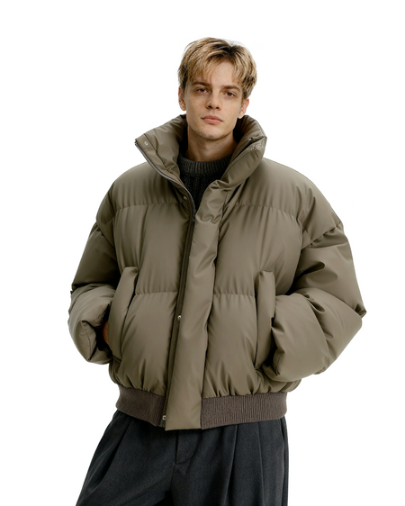 Puffer Jacket with High Collar and Cuffed Sleeves - nightcity clothing