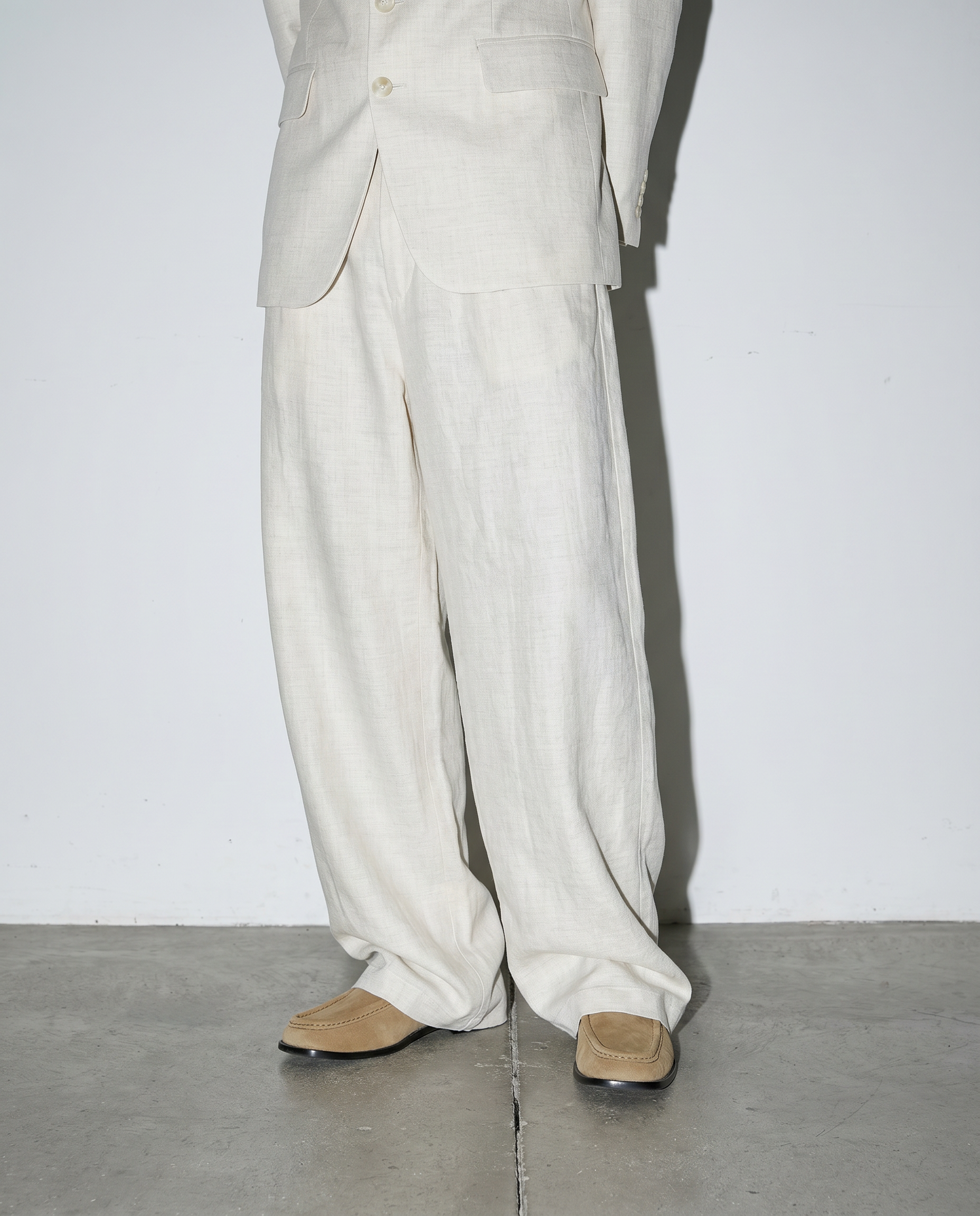 Linen Blend Relaxed Suit Set with Drawstring Rear-10