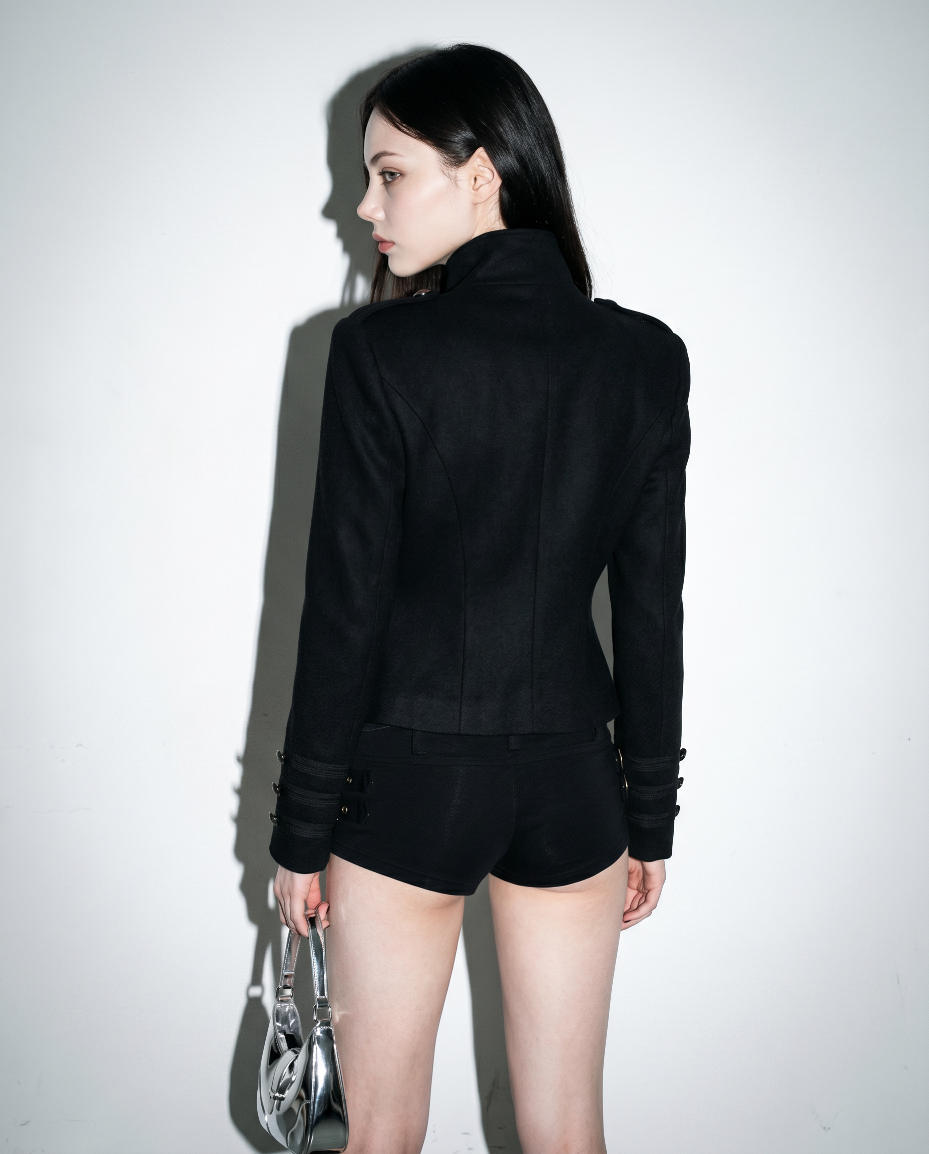 Mid Crop Wool Blend Military Napoleon Jacket-5