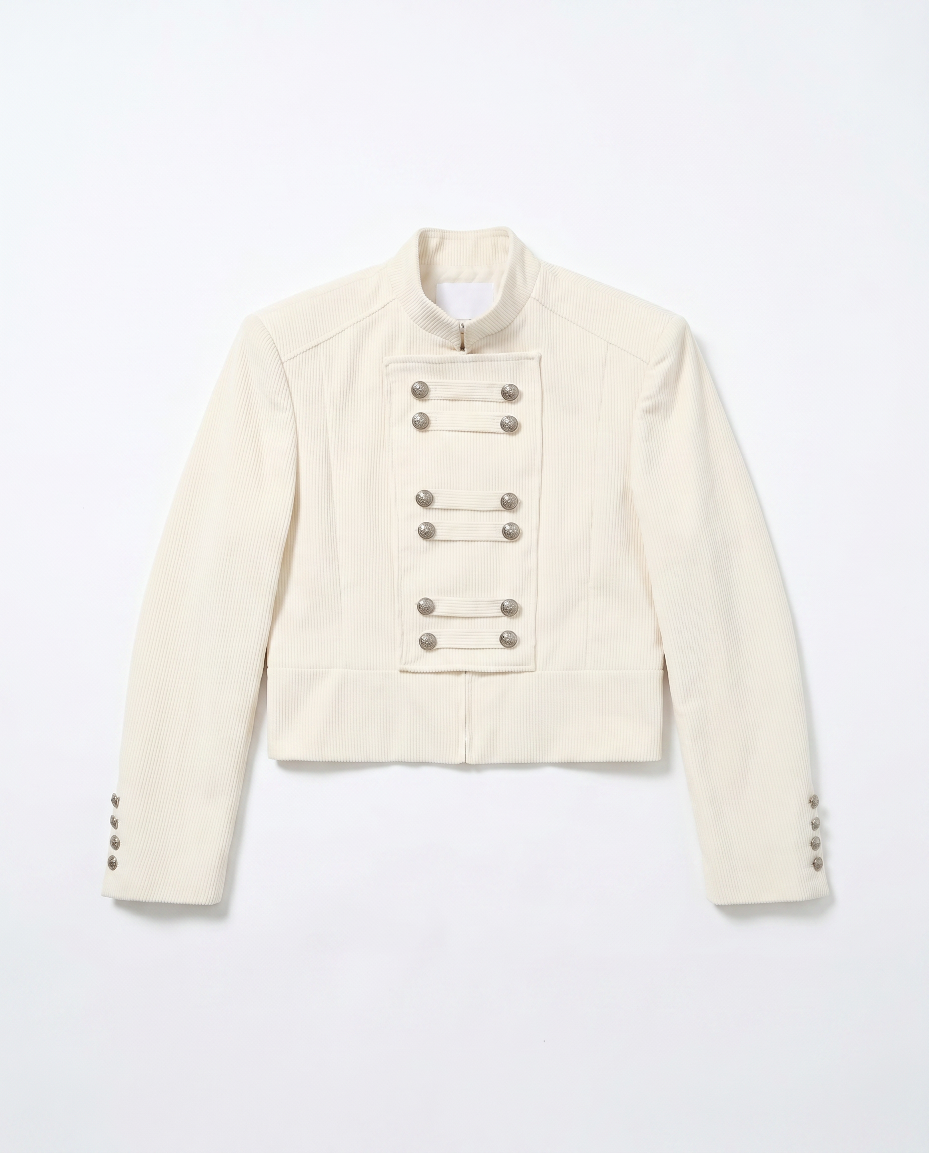Military Button Cropped Corduroy Jacket-6