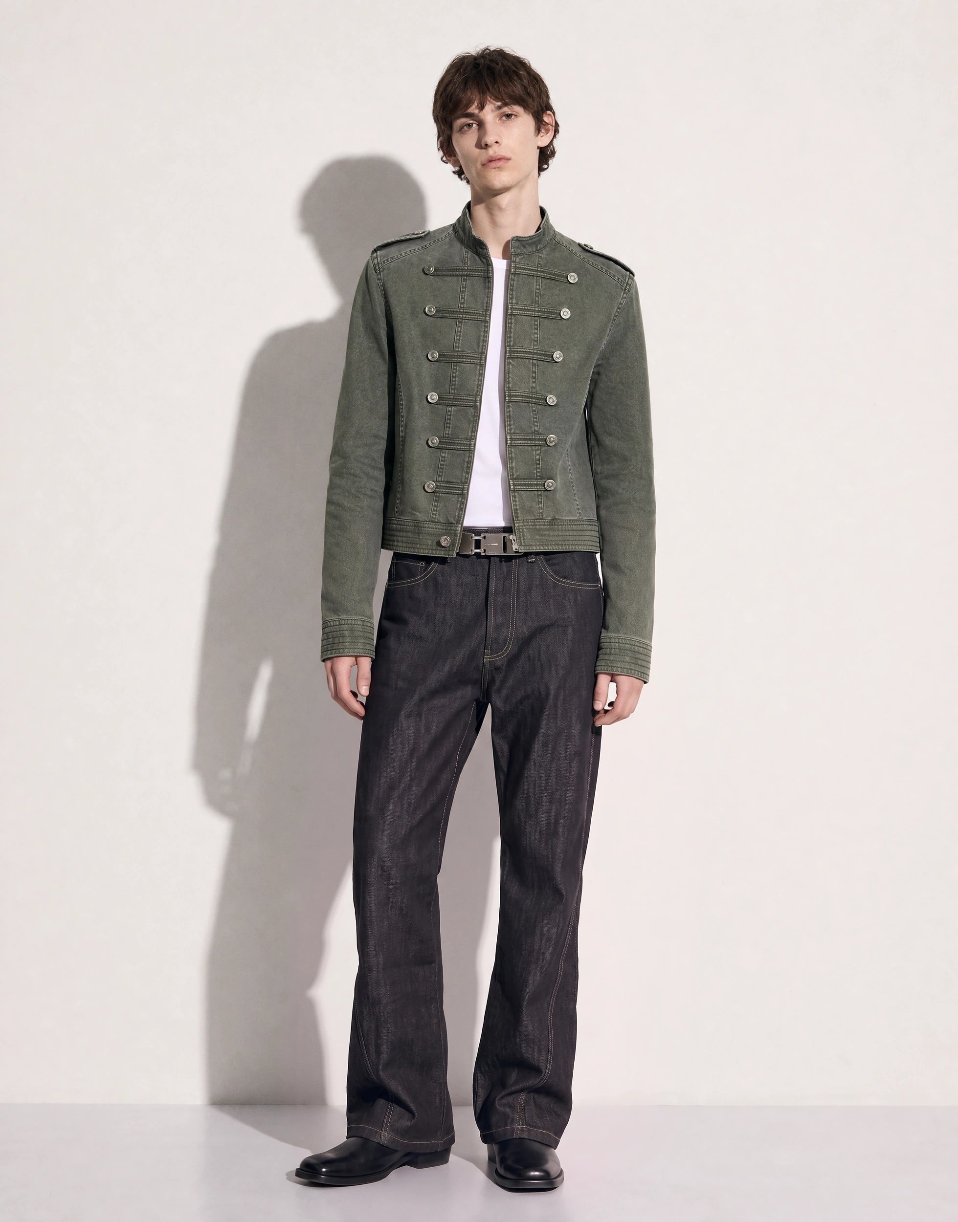 Napoleon Mid Crop Military Denim Jacket-7