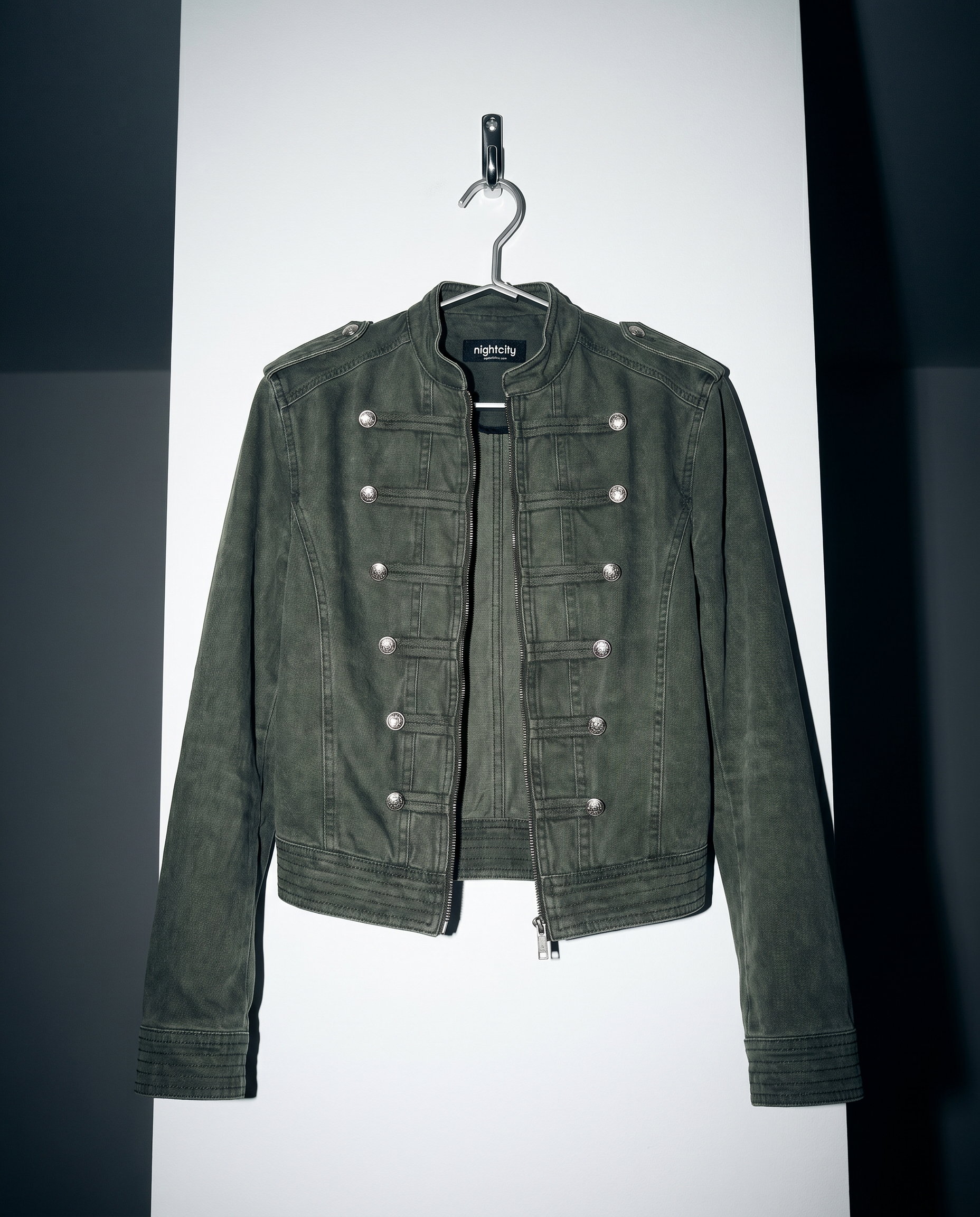 Napoleon Mid Crop Military Denim Jacket-9
