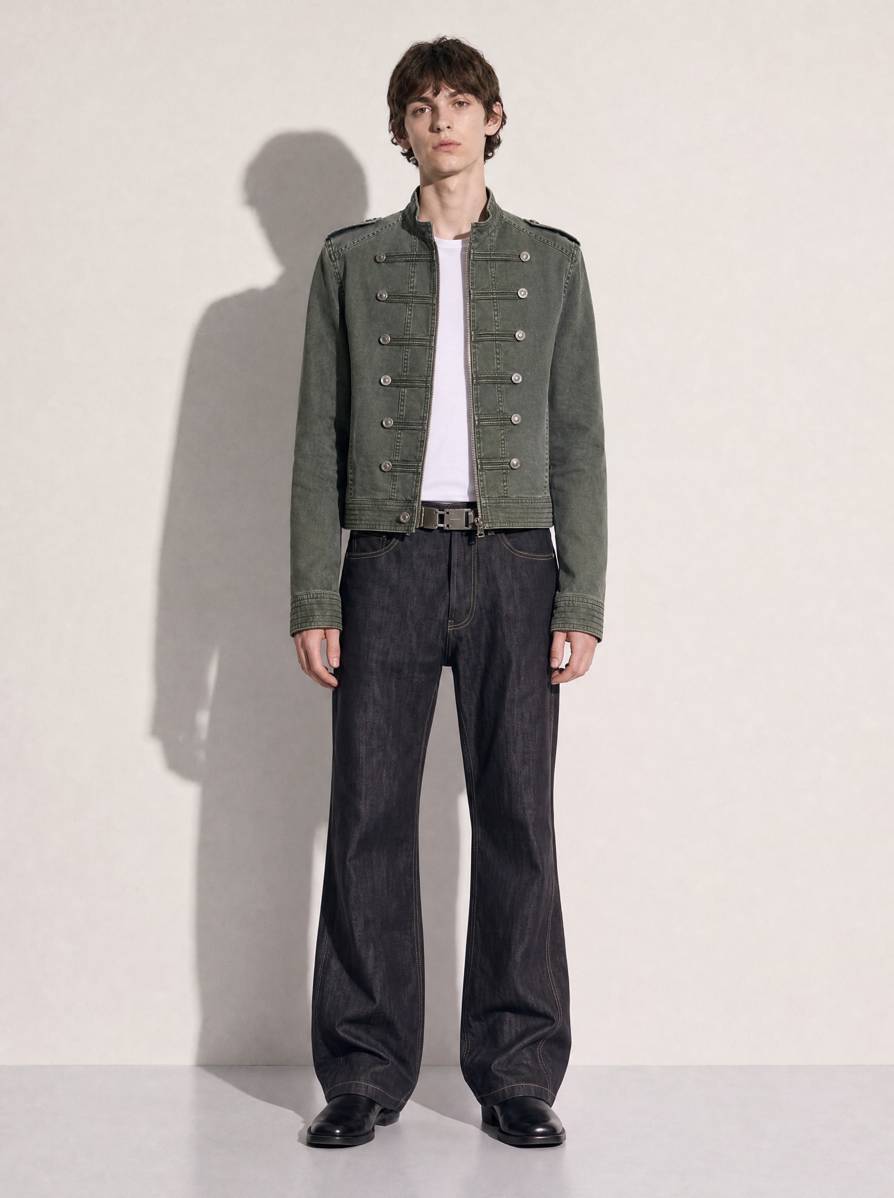 Napoleon Mid Crop Military Denim Jacket-6