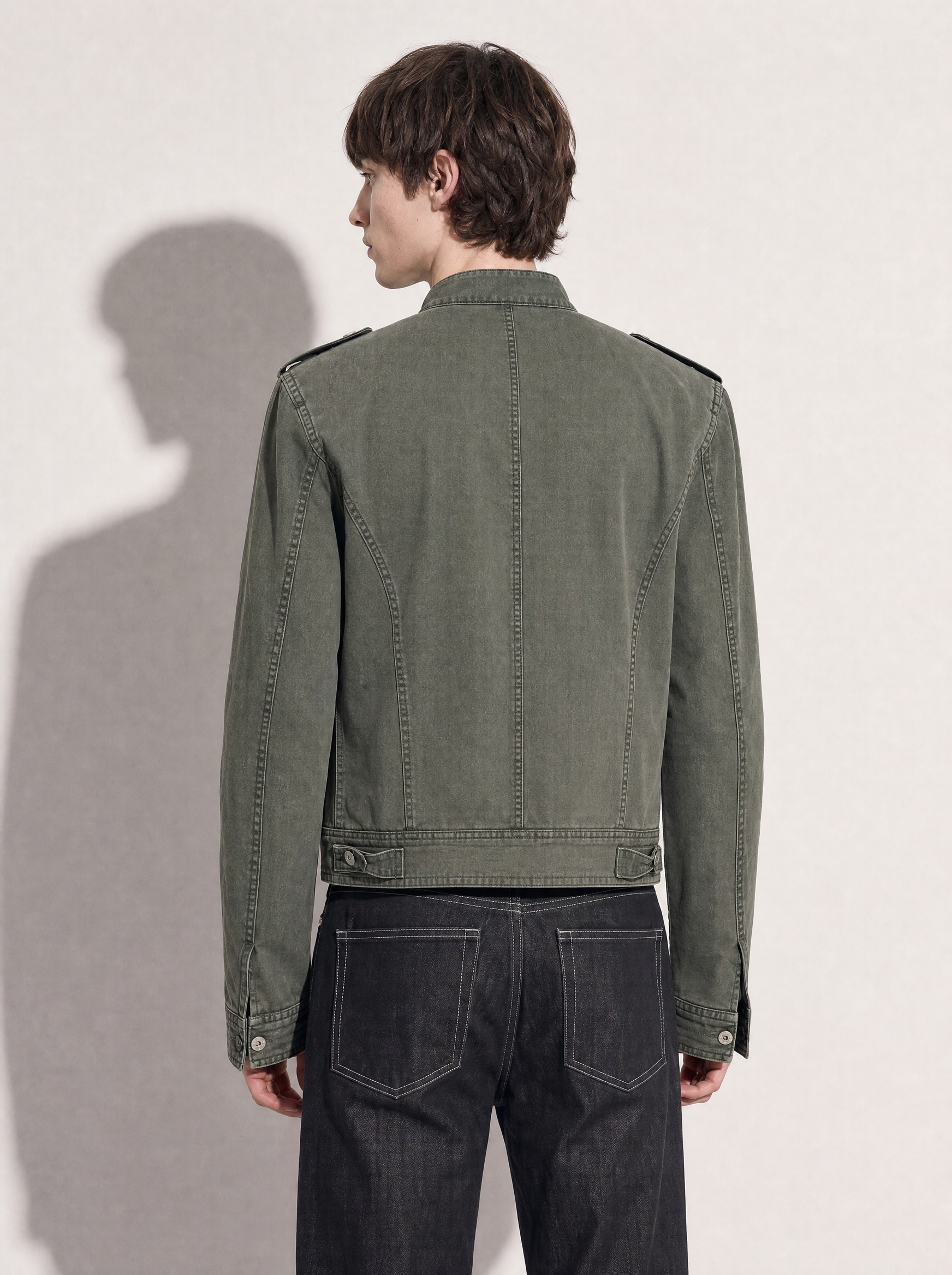 Napoleon Mid Crop Military Denim Jacket-4