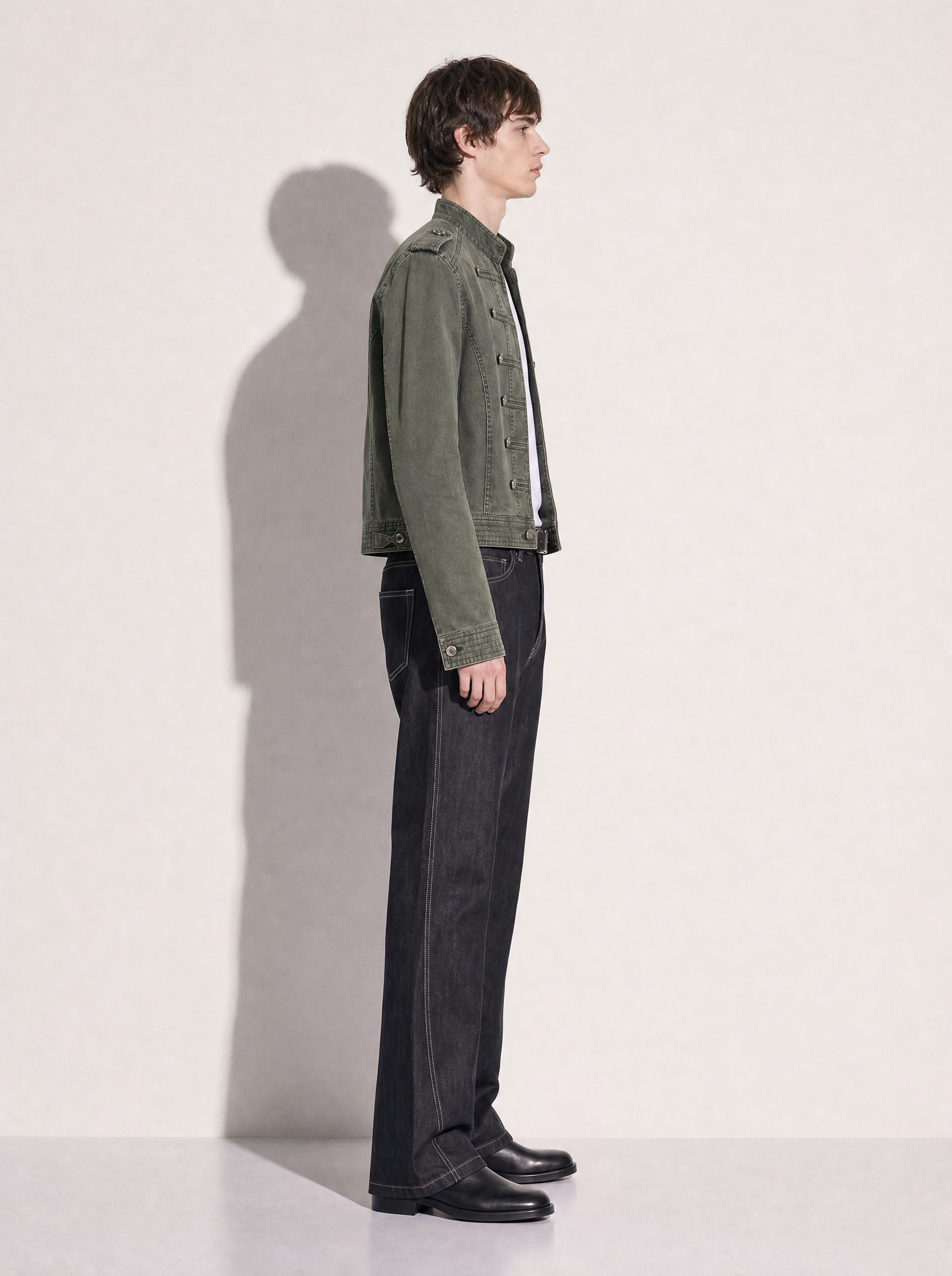 Napoleon Mid Crop Military Denim Jacket-8