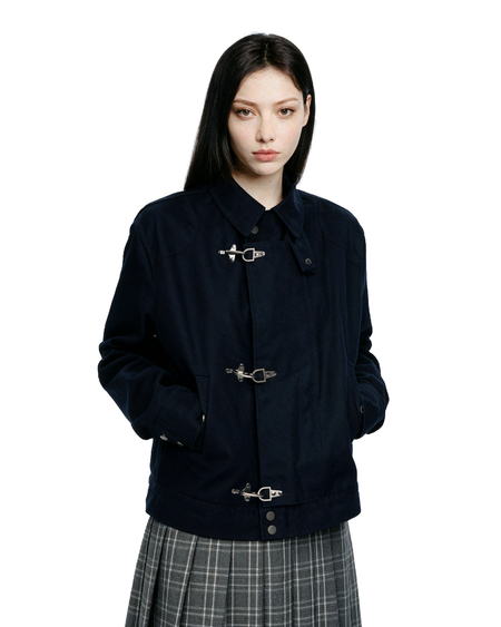 Overlap Worker Jacket with Oversized Fireman Clasps - nightcity clothing