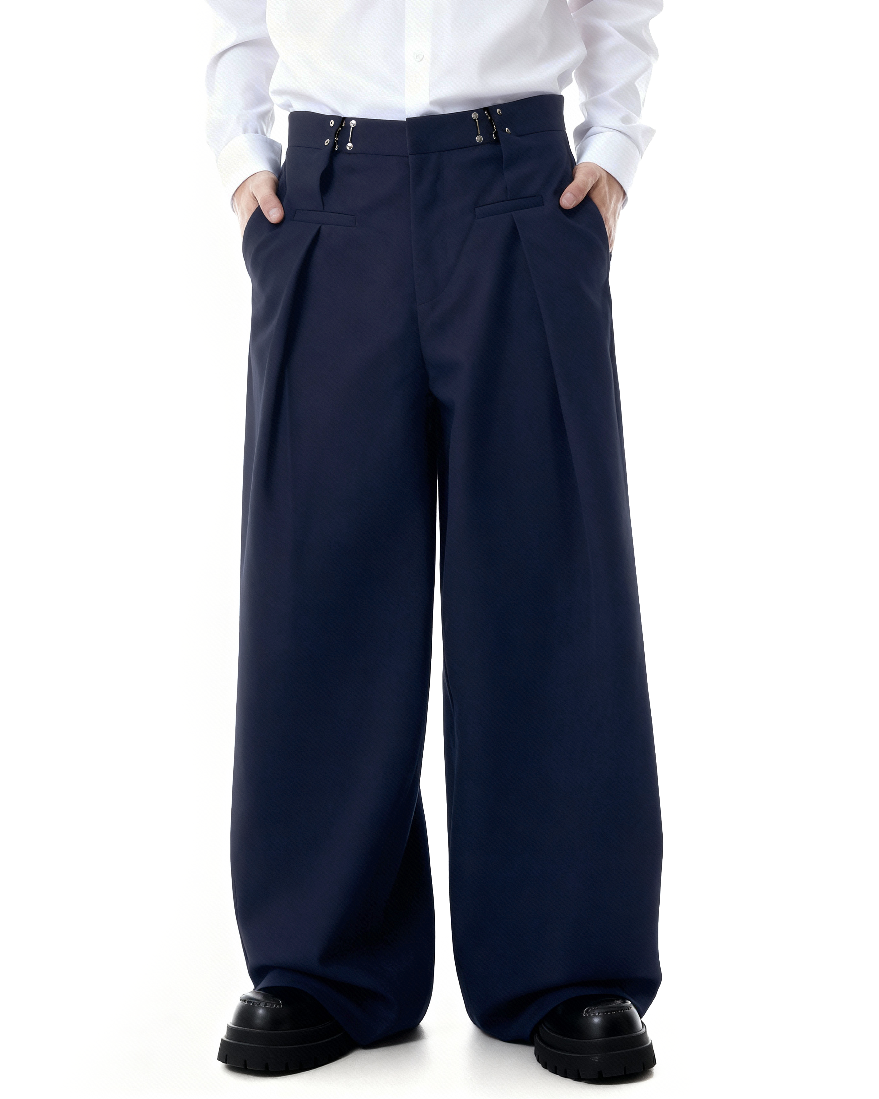 Adjustable Waist Hook Pleated Pants - nightcity clothing