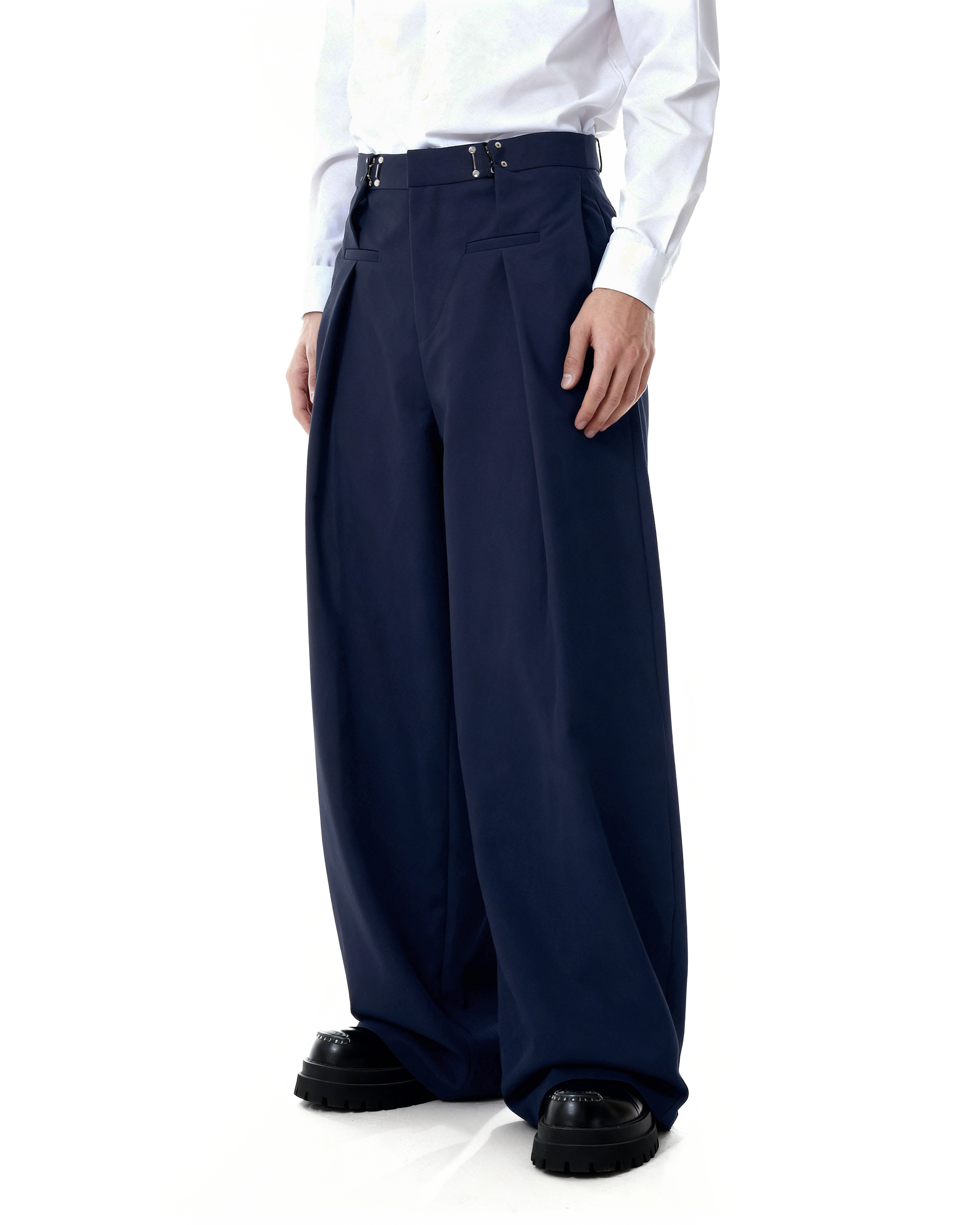 Adjustable Waist Hook Pleated Pants - nightcity clothing