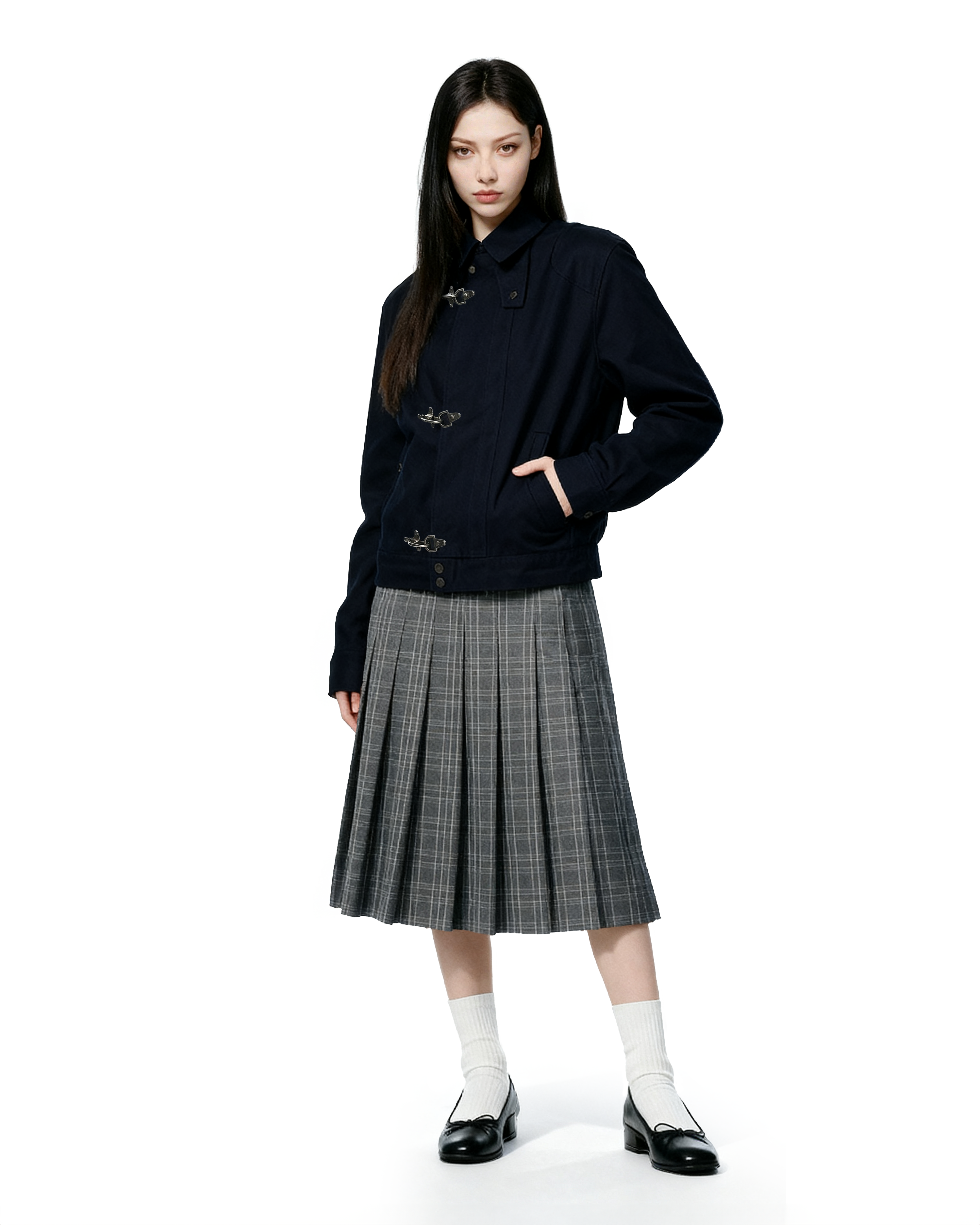 Overlap Worker Jacket with Oversized Fireman Clasps - nightcity clothing
