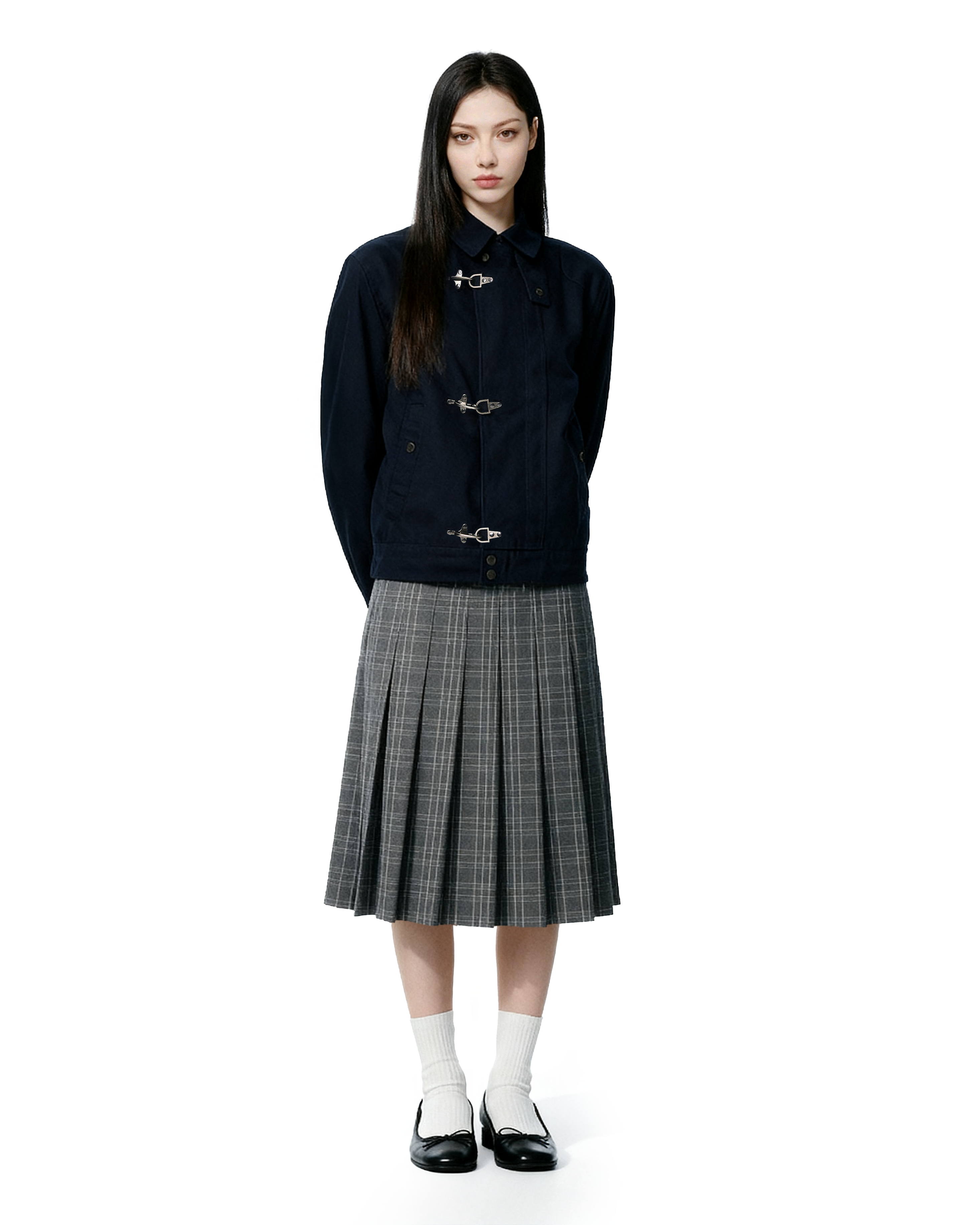 Overlap Worker Jacket with Oversized Fireman Clasps - nightcity clothing