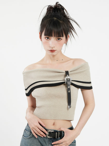 Ribbed Off Shoulder Crop Top - nightcity clothing