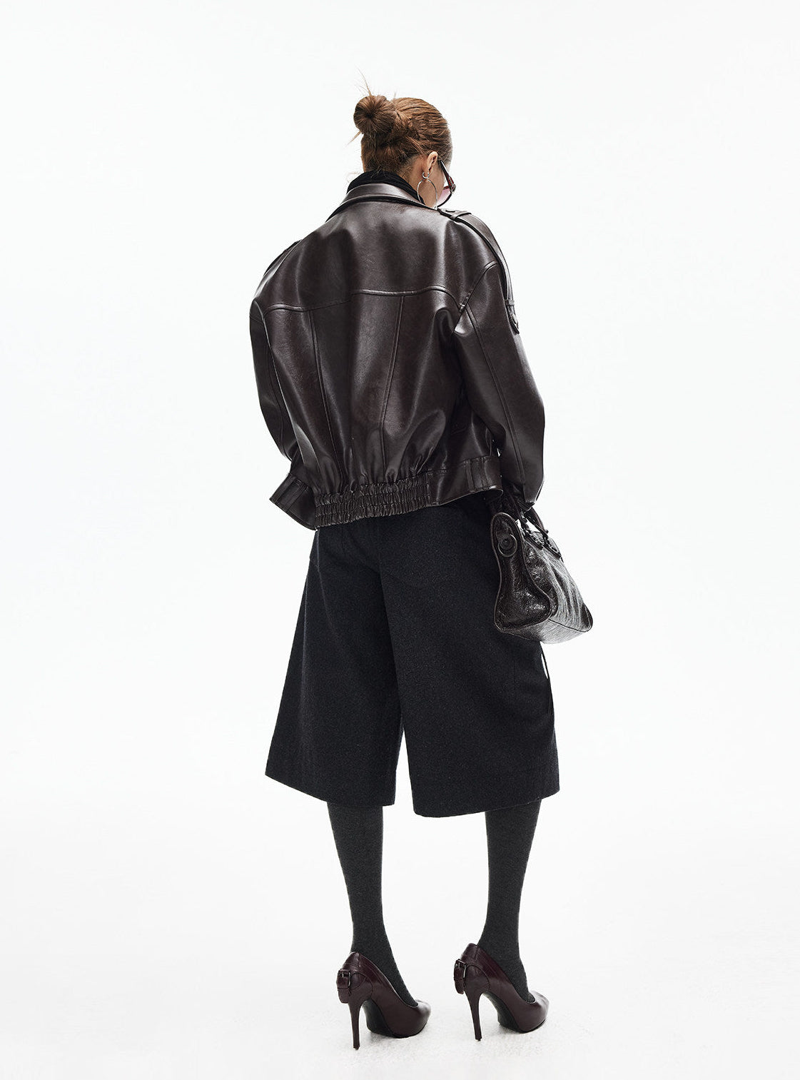 Faux Leather Asymmetric Belted Moto Jacket - nightcity clothing