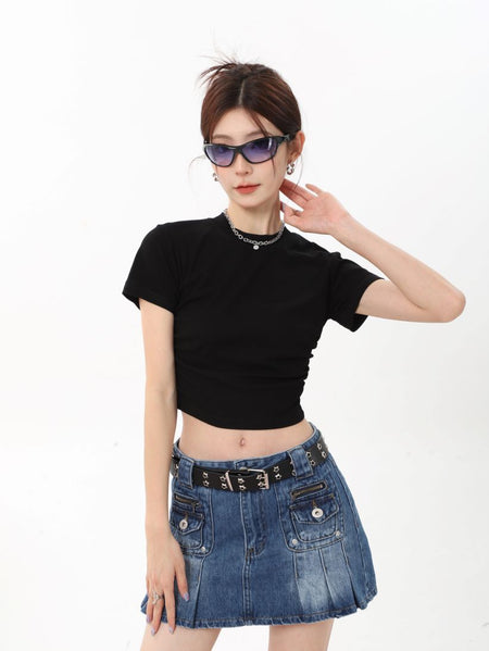 Ruched Side Cropped Baby Tee