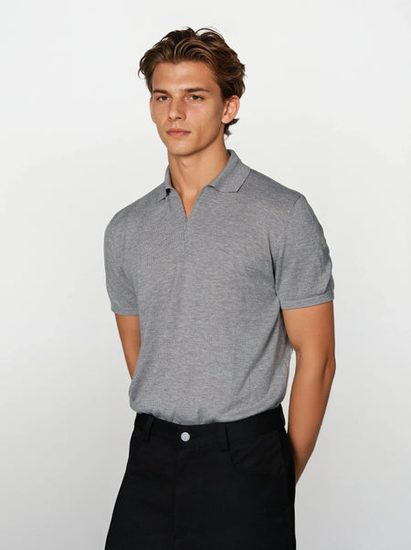 Slim Half Zip Short Sleeve Polo Knit Top
