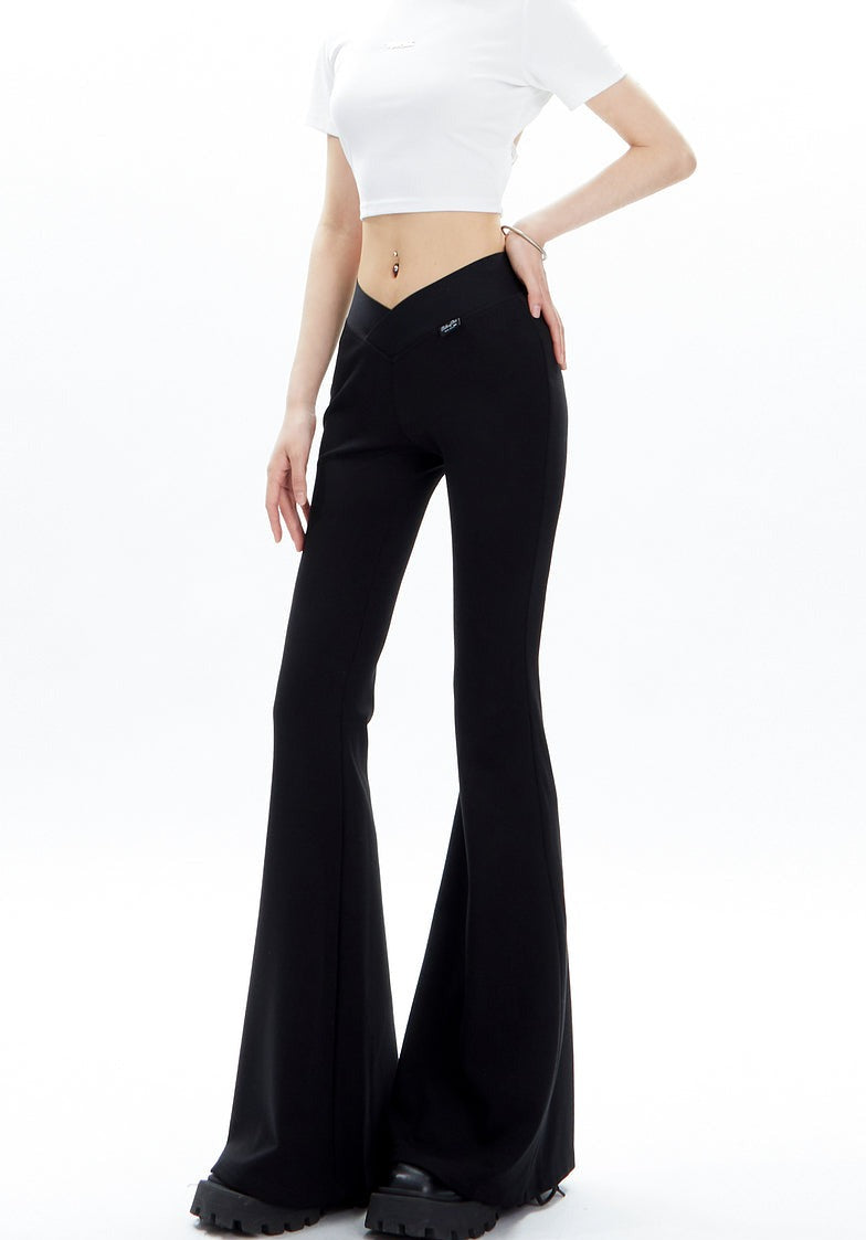 V Shape Waist Flare Leg Pants