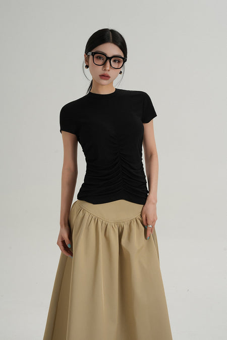 Skinny Ruched Short Sleeve T-Shirt