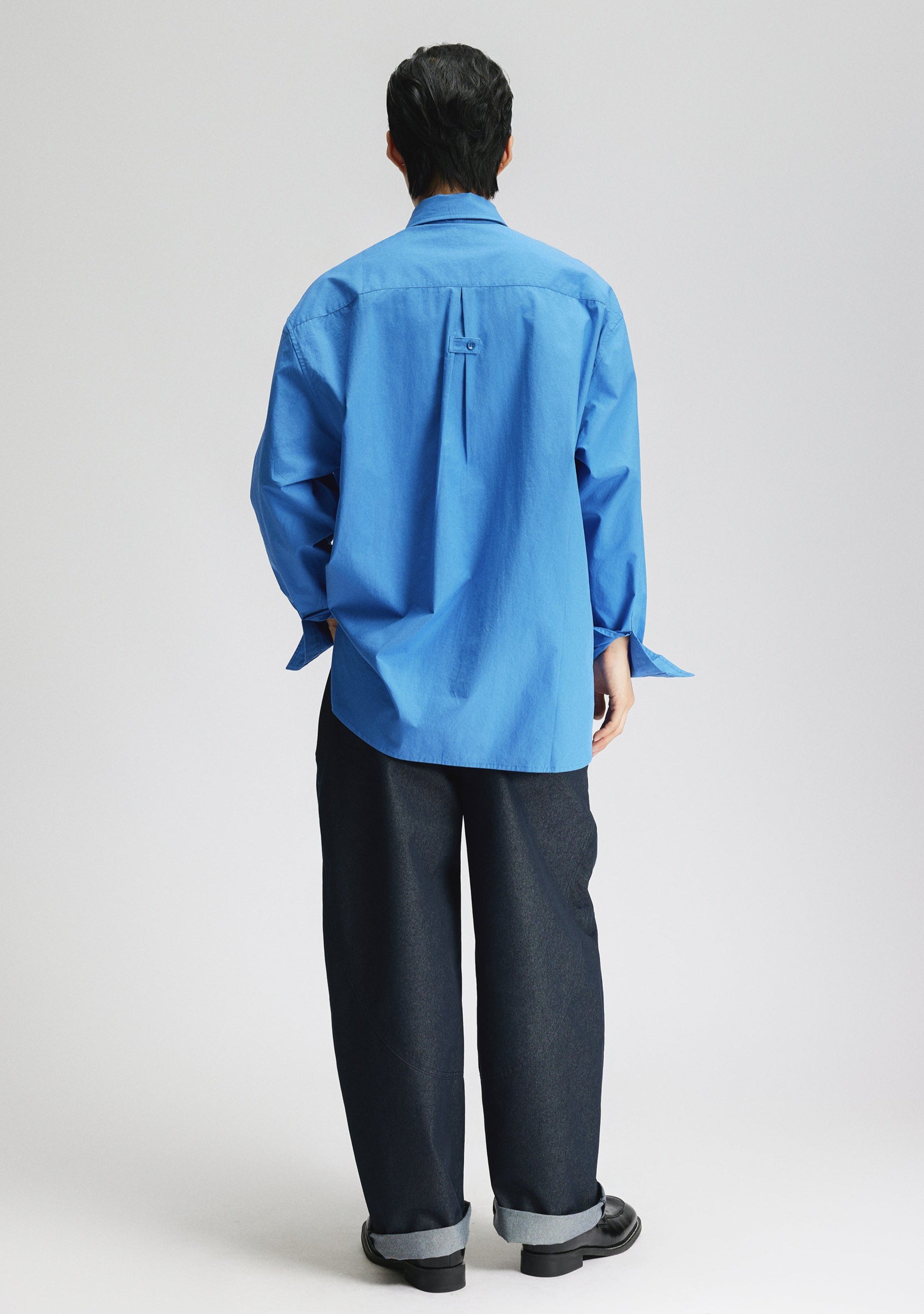 Oversized Wide-Fit Long Sleeve Button Shirt with Chest Pocket