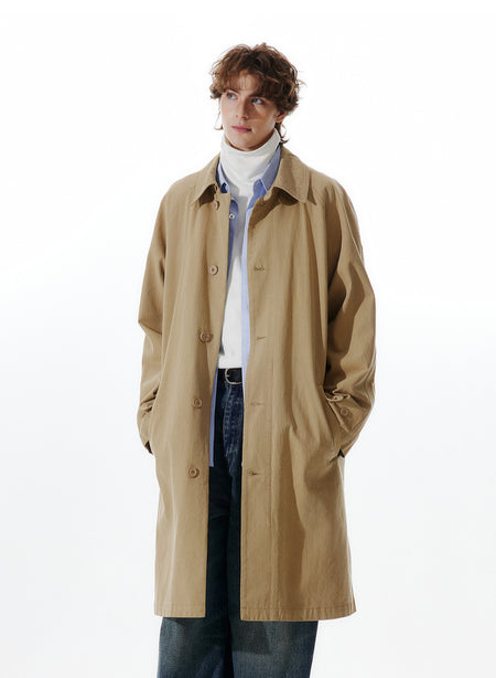 Slim Trench Single Breasted Coat with Pockets - nightcity clothing