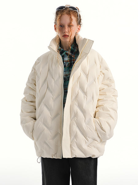 Oversized Weave-Quilted High Collar Puffer Jacket - nightcity clothing
