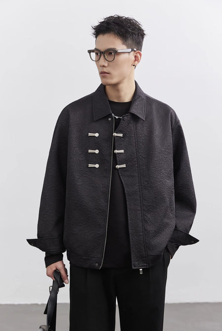 Textured Jacket with Sculpted Toggle Clasps
