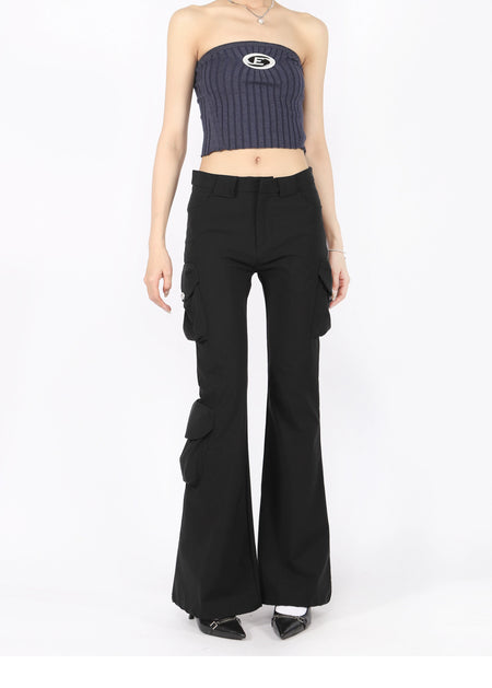 Slim Semi-Flare Cargo Pocketed Pants - nightcity clothing
