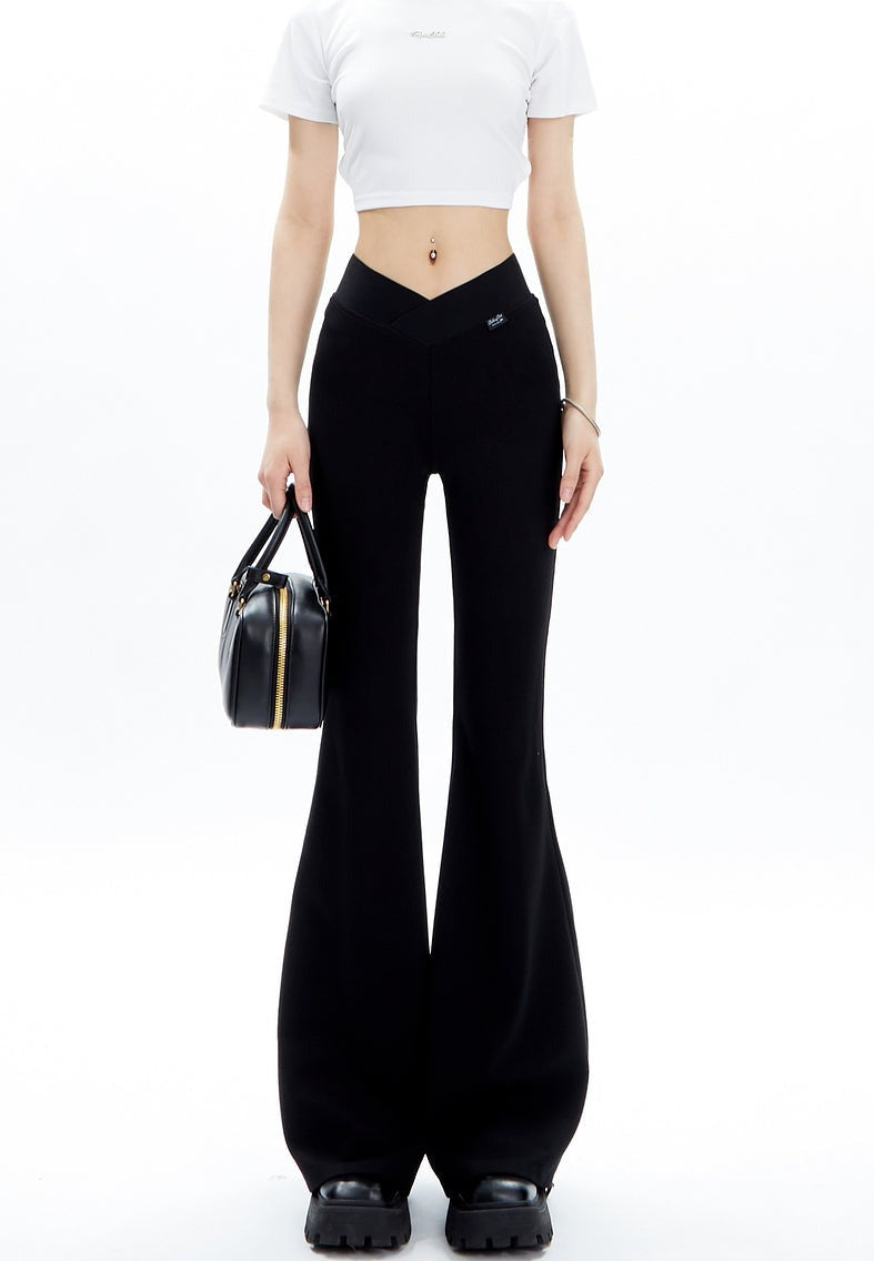 V Shape Waist Flare Leg Pants