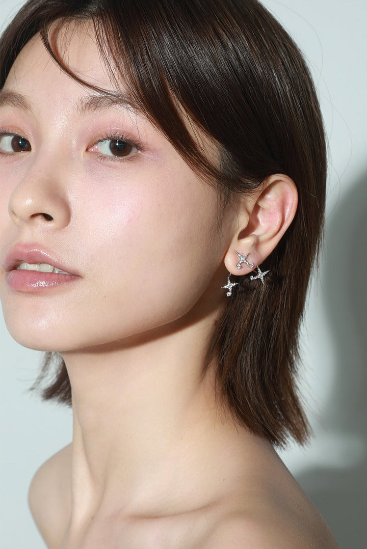 Triple Studded Star Earrings