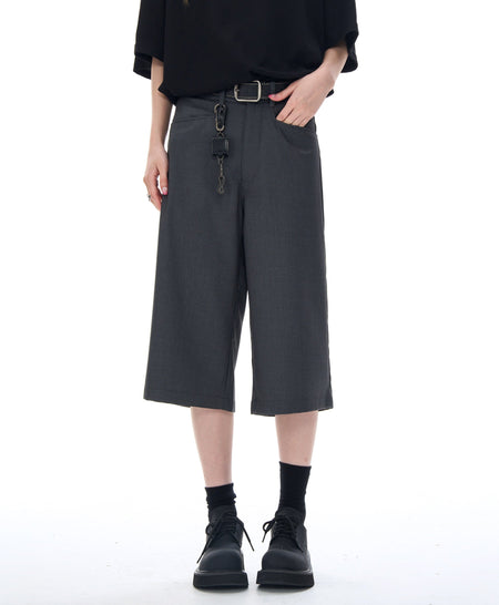 Mid Waist Wide Leg Bermuda Shorts - nightcity clothing