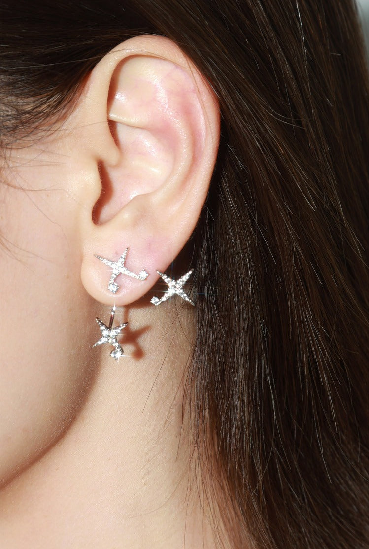 Triple Studded Star Earrings