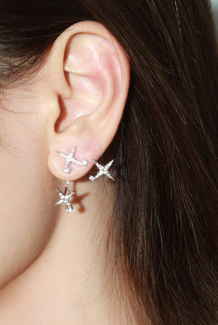 Triple Studded Star Earrings