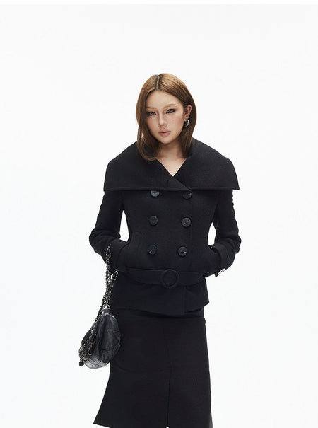 Slim Double-Breasted Wool-Blend Military Jacket - nightcity clothing