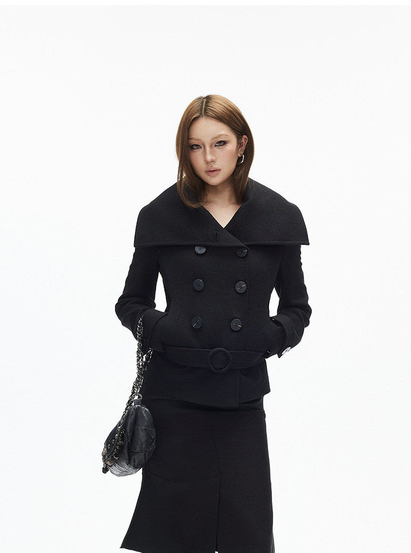 Slim Double-Breasted Wool-Blend Military Jacket - nightcity clothing