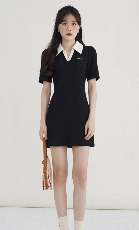 Contrast Collar Mini Dress