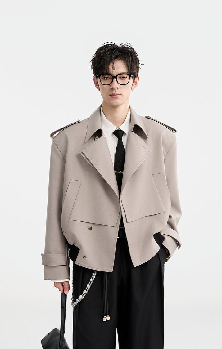 Boxy Double Breasted Cropped Trench Coat