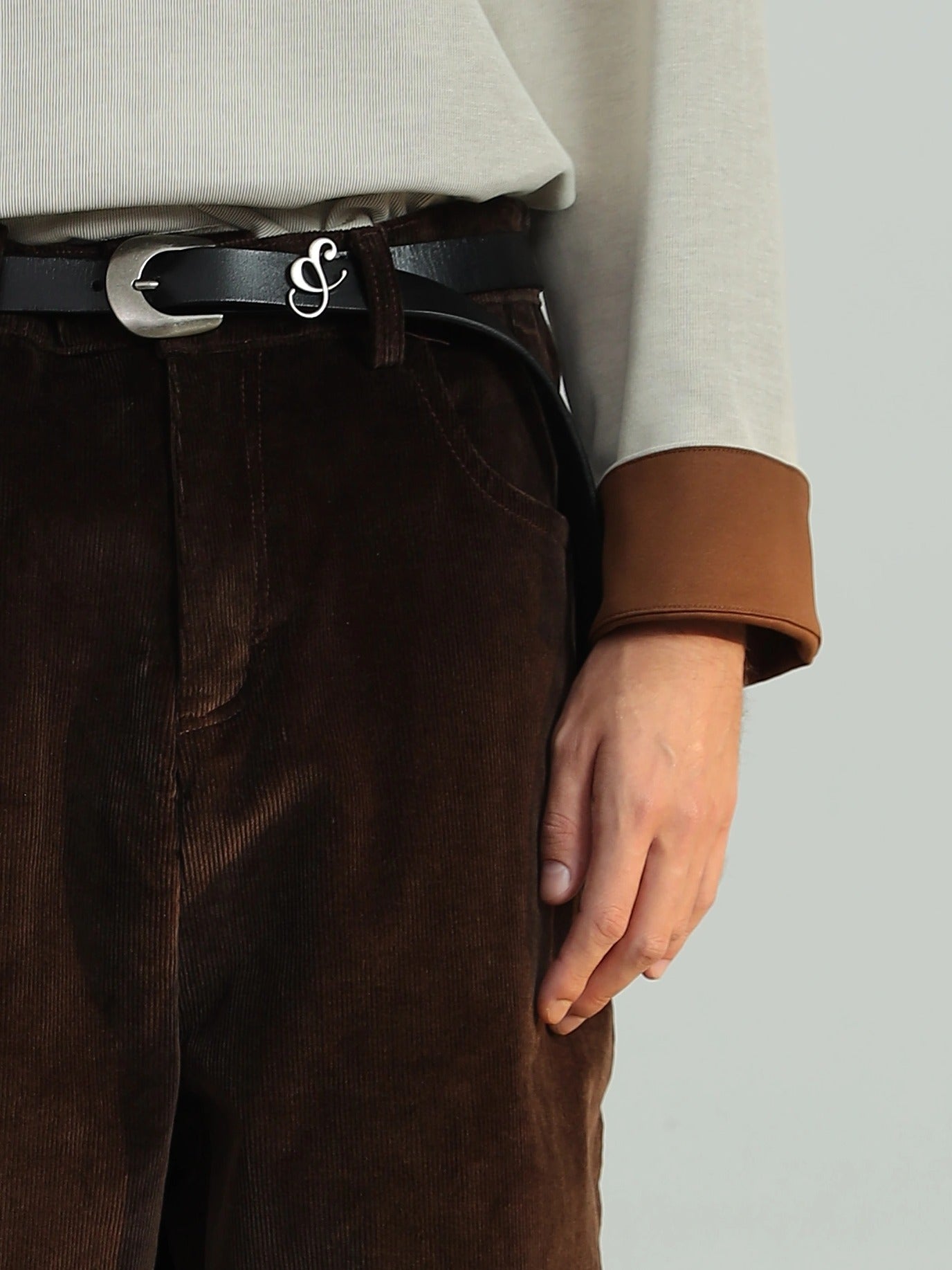 Wide Leg Semi-Flare Ribbed Corduroy Pants