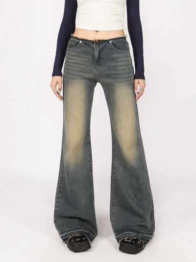 Semi Flare Sandblast Denim Jeans
